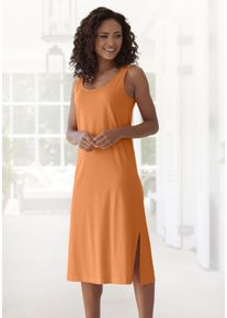 s.Oliver Damen Nachthemd, Gr. 32, orange, Single Jersey, Obermaterial: 50% Baumwolle, 50% Modal, unifarben, modisch, Kleider, in Maxilänge