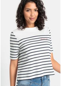 Lascana T-Shirt mehrfarbig Gr. 32/34 für Damen. Rundhals und Stickerei. Figurumspielend. Nachhaltig.