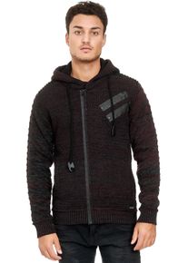 Rusty Neal Herren Strickjacke, schwarz, Gr. S, unifarben, 70% Polyacryl, 30% Baumwolle, Strickjacken, in cooler Grobstrickoptik