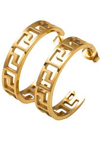 Firetti Damen Paar Creolen "Schmuck Geschenk Edelstahl Ohrschmuck Ohrringe Mäander", Edelstahl, gold, Edelstahl, Ohrringe, Made in Germany