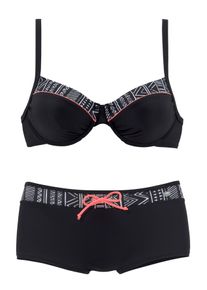 Kangaroos Damen Bügel-Bikini, schwarz, Gr. 38, unifarben mit Farbeinsatz, kontrastfarbene Details, Polyamid, Bikini-Sets, mit modischem Print,