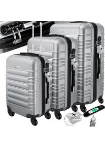 Kesser® 3tlg. Hartschalenkofferset Hartschalenkoffer Reisekoffer Set Reisekofferset Trolley Koffer Inkl. Kofferwaage + Gepäckanhänger Rollkoffer Schloss 4 Rollen ABS-Hartschale Teleskopgriff M-L-XL