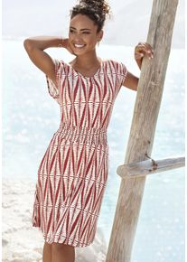 Lascana Jerseykleid, mit breitem Smokbund, kurzes Sommerkleid mit Alloverprint