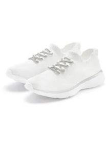 Sneaker Lascana, Damen, Gr. 36, wei&szlig;, Obermaterial: 100% Textilmaterial. Decksohle: 100% Textilmaterial. Futter: 100% Textilmaterial. Laufsohle: 100% Synthetik, Glitzer, unifarben, Basic, Schuhe Sneaker, mit modischer Glitzerschn&uuml;rung VEGAN
