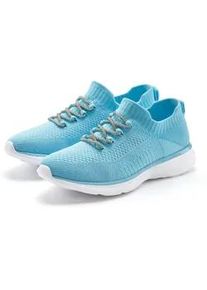 Sneaker Lascana, Damen, Gr. 37, blau (hellblau), Obermaterial: 100% Textilmaterial. Decksohle: 100% Textilmaterial. Futter: 100% Textilmaterial. Laufsohle: 100% Synthetik, Glitzer, unifarben, Basic, Schuhe Sneaker, mit modischer Glitzerschn&uuml;rung VEGAN