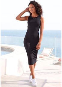 Lascana Midikleid schwarz Gr. 34 für Damen. Mit Rundhals. Figurbetont