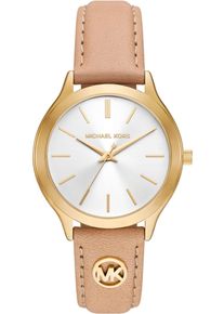 Michael Kors Damen Quarzuhr "SLIM RUNWAY"natur, Armbanduhren, Armbanduhr, Damenuhr, Lederarmband, analog