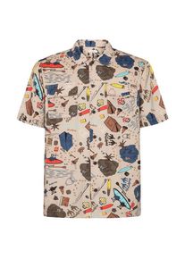 KnowledgeCotton Apparel Regular Structured AOP S/S Shirt Hemd (Gr M |beige)