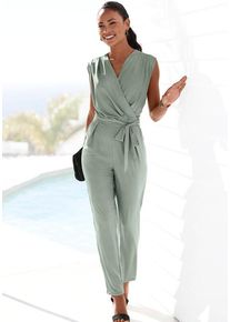 Lascana Overall grün Gr. 34 für Damen. V-Ausschnitt und Bindeband. Figurumspielend