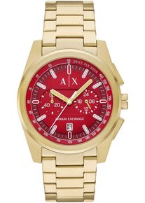 Armani Exchange Herren Chronographgoldfarben, Armbanduhren, Quarzuhr, Armbanduhr, Herrenuhr, Edelstahlarmband, Tag, Stoppfunktion