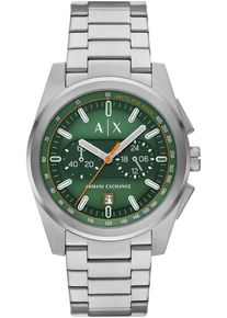 Armani Exchange Herren Chronographedelstahlfarben, Armbanduhren, Quarzuhr, Armbanduhr, Herrenuhr, Edelstahlarmband, Tag, Stoppfunktion