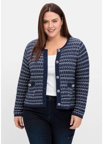 Große Größen Kurze Strickjacke im Strukturstrick, mit Effektgarn Gr. 56/58 blau von sheego für Damen