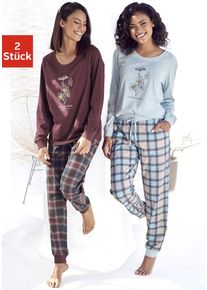 Vivance Dreams Pyjama mehrfarbig Gr. 32/34 für Damen. Mit Rundhals. Basic. Nachhaltig.