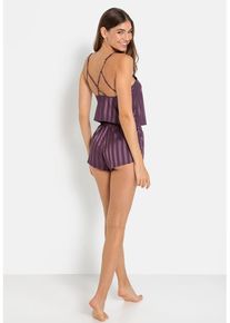 LSCN BY LASCANA Shorty violett Gr. 40 für Damen. Mit tiefer V-Ausschnitt. Figurbetont