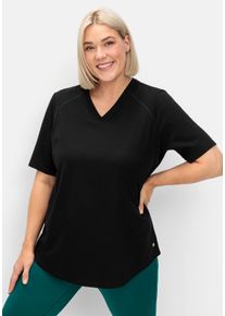 Große Größen Sportshirt mit Mesh-Einsatz im Rücken Gr. 52/54 schwarz von sheego für Damen
