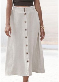 Lascana Midirock beige Gr. 34 für Damen. Figurumspielend