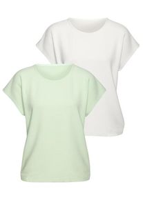 Vivance Kurzarmshirt 'aus bügelfreier Strukturqualität im 2er Pack' mehrfarbig Gr. 32/34 für Damen. Mit Rundhals. Bequem. Nachhaltig.