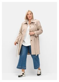 sheego Damen Trenchcoat "Große Größen", grau, klassisch, Gr. 44, unifarben, Obermaterial: 64% Baumwolle, 36% Polyester;Futter: 100% Polyester,