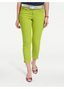 Heine Damen 3/4-Hose, grün, Gr. 19, unifarben, 98% Baumwolle, 2% Elasthan, Miedereinsatz:15% Elasthan, 85% Polyamid, Hosen