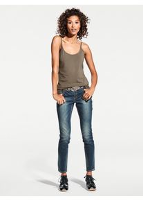 Heine Damen Spaghettitop, grün, Gr. 40, unifarben, 95% Baumwolle, 5% Elasthan, Tops