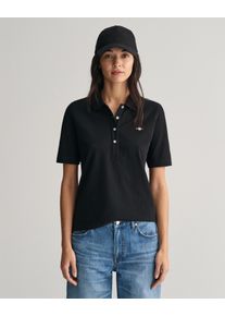 Gant Damen Poloshirt "SLIM SHIELD KA PIQUE POLO", schwarz, Basic, Gr. S, Piquu00e9, Obermaterial: 100% Baumwolle, Shirts, mit grafischer