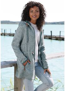 Lascana Damen Fleecejacke, blau, Gr. 32, unifarben, Fleece, Obermaterial: 100% Polyester, Jacken, mit Kapuze