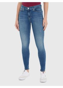 Tommy Jeans Damen Skinny-fit-Jeans "Nora Mid Rise Skinny Fit", blau, casual, Gr. 32, unifarben, Denim/Jeans, Obermaterial: 92% Baumwolle, 6%