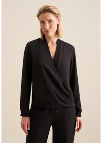 Seidensticker Damen Wickelbluse "Schwarze Rose", schwarz, Gr. 36, unifarben, 100% Polyester, Blusen, Langarm V-Neck Uni