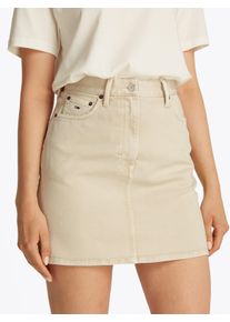 Tommy Jeans Damen Minirock "TJW GMD COTTON MOM SKIRT", beige, casual, Gr. 27, unifarben, Web, Obermaterial: 97% Baumwolle, 3% Elasthan, Röcke, in