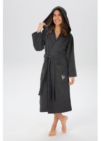 Unisex-Bademantel Bruno Banani, L:120cm in Gr. S, grau, Walkfrottee, Hausmäntel, "Robby, ideal für Sauna & Spa, Hotelbademantel, Morgenmantel", Damen