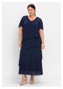sheego Damen Cocktailkleid "Große Größen", blau, Gr. 48, unifarben, Obermaterial: 100% Polyester;Futter: 100% Polyester, Kleider, in Maxi-Länge