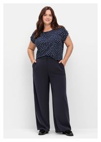 sheego Damen Stoffhose "Große Größen", blau, klassisch, Gr. 42, unifarben, Obermaterial: 100% Polyester, Hosen, in weiter Beinform mit Teilgummibund