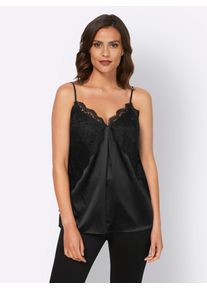 Heine Damen Blusentop, schwarz, Gr. 40, unifarben, 47% Seide, 44% Viskose, 9% Elasthan, Blusen