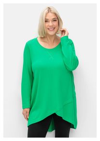 sheego Damen Longshirt "Große Größen", grün, casual, Gr. 56, unifarben, Obermaterial: 50% Baumwolle, 50% Modal, Shirts, in Wickeloptik, in leichter