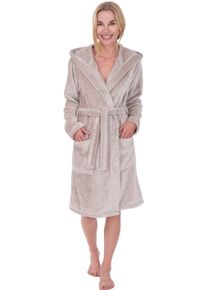 WEWO-Fashion Damenbademantel WEWO FASHION, L:100cm in Gr. S, grau, Wellsoft-Microfaser, Hausmäntel, "6600, ideal für Sauna & Spa, Hotelbademantel, Morgenmantel",