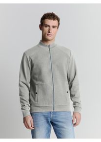 NO EXCESS Herren Sweater "NO EXCESS Jacquard sweatshirt mit Vollreißverschluss", grau, Gr. XL, 64% Polyester, 35% Baumwolle, 1% Elasthan, Sweatshirts