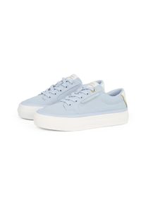 Tommy Hilfiger Damen Plateausneaker "ESSENTIAL VULC TEXTILE SNEAKER", Gr. 35, blau, Textil, sportlich, Schuhe, Freizeitschuh, Halbschuh, Schnürschuh