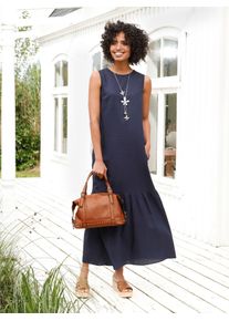 Heine Damen Trägerkleid "Kleid", blau, Gr. 46, unifarben, Web, 55% Leinen, 45% Viskose, Kleider