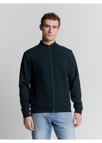 NO EXCESS Herren Sweater "NO EXCESS Jacquard sweatshirt mit Vollreißverschluss", blau, Gr. XXL, 64% Polyester, 35% Baumwolle, 1% Elasthan, Sweatshirts