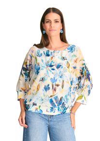 Damen Shirtbluse "HERMANN LANGE Collection Blusenshirt Flora", blau, Gr. 48, HERMANN LANGE Collection, 100% Polyester, Blusen