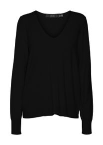 Véro Moda VERO MODA Damen V-Ausschnitt-Pullover "VMHAPPINESS LS V-NECK PULLOVER GA BOO", schwarz, casual, Gr. S, unifarben, Strick, Obermaterial: 50% Viskose,