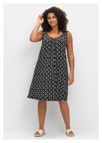 sheego Damen Strandkleid "Große Größen", schwarz, feminin, Gr. 50, unifarben, Obermaterial: 95% Viskose, 5% Elasthan, Kleider, mit Kellerfalte vorn