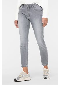 Damen Slim-fit-Jeans, grau, casual, Gr. 30, SENSES.THE LABEL, Abriebeffekte, Material: 72% Baumwolle, 27% Polyester, 1% Elasthan, Jeans, mit