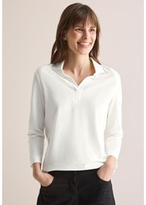 Cecil Damen Poloshirt, weiß, casual, Gr. XL, unifarben, Web, Stoff, 48% Baumwolle, 48% Modal, 4% Elasthan, Shirts, mit 3/4 Ärmeln