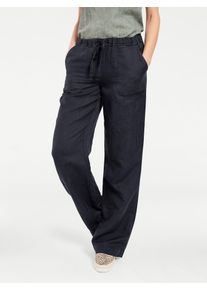 Heine Damen Schlupfhose, blau, Gr. 42, unifarben, 55% Baumwolle, 45% Leinen, Hosen