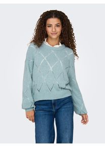 Only Damen Strickpullover "ONLGEENAS LS STRUCTURE O-NECK CC KNT", grau, modisch, Gr. S, unifarben, Strick, Obermaterial: 70% Polyacryl, 30% Polyamid,