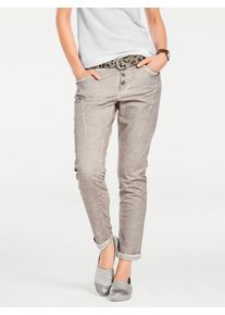 Heine Damen Boyfriend-Hose, grau, Gr. 42, unifarben, 97% Baumwolle, 3% Elasthan, Rückseite:95% Baumwolle, 5% Elasthan, Hosen