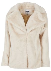 Urban Classics Damen Winterjacke "Urban Classics Damen Ladies Lapel Teddy Jacket", beige, casual, Gr. 5XL, unifarben, 100% Polyester, Jacken