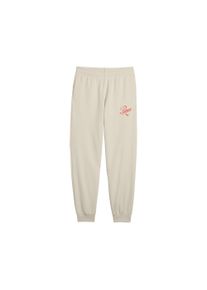 Puma Kinder Sporthose "Essentials Script Jogginghose Mädchen", weiß, Gr. 140, bedruckt, Obermaterial: 68% Baumwolle, 32% Polyester; Taschenfutter: