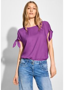 Cecil Damen Kurzarmbluse, lila, casual, Gr. XL, unifarben, Stoff, 100% Viskose, Blusen, aus softer Viskose